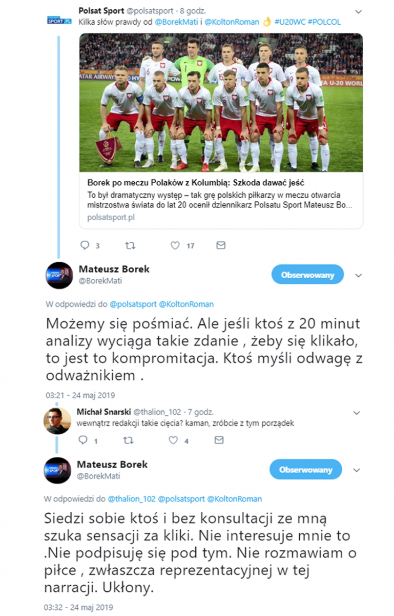 Mateusz Borek KRYTYKUJE tytuł portalu ''Polsat Sport''